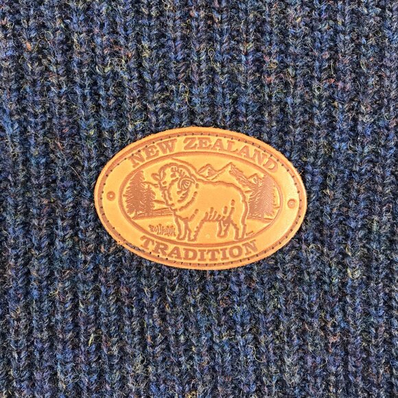 WoolMark New Zealand Tradition Sweater Mens Large Blue Pullover Wool Crew Chunky - Picture 4 of 12